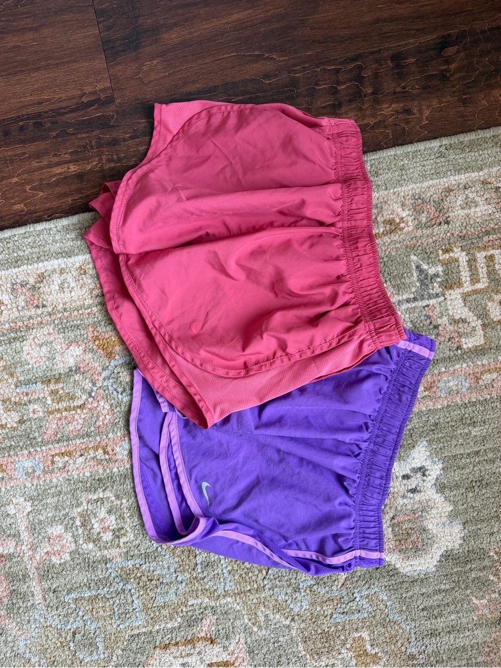 Nike Kids Pink and Purple Athletic Shorts Set